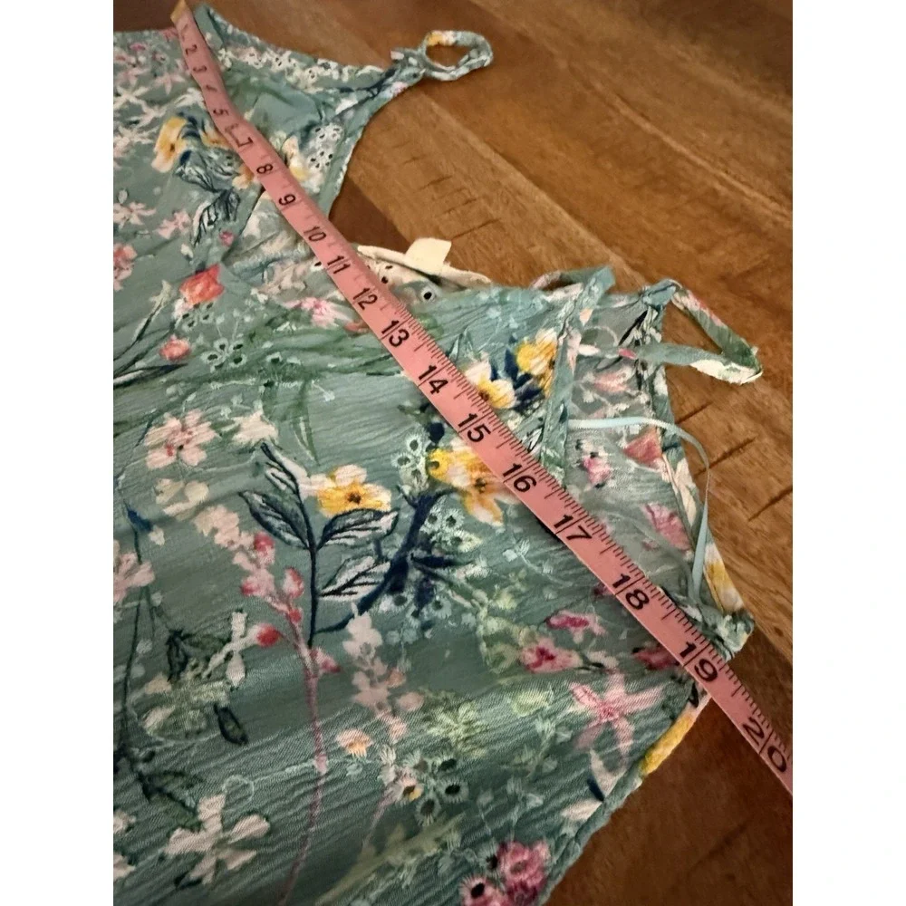 LoveStitch Floral Maxi Dress Womens S/M Boho Sleeveless‎ Green Rayon Pockets_7